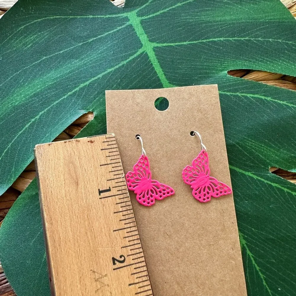 Hot Topic Laser Cut pink Metal Earrings BOGO FREE